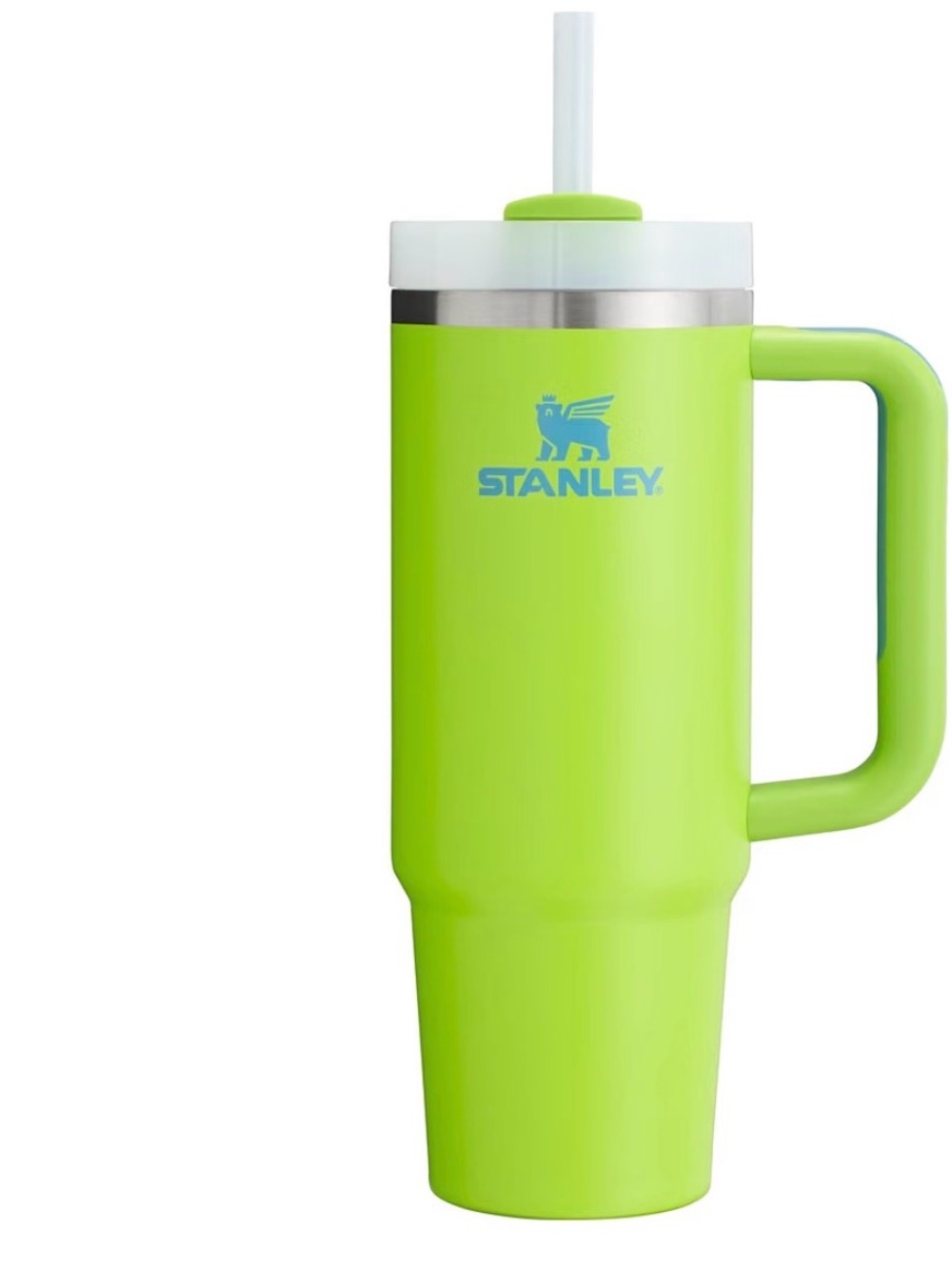 Stanley Bright Lime Green Insulated Travel Tumbler with Handle & Straw
